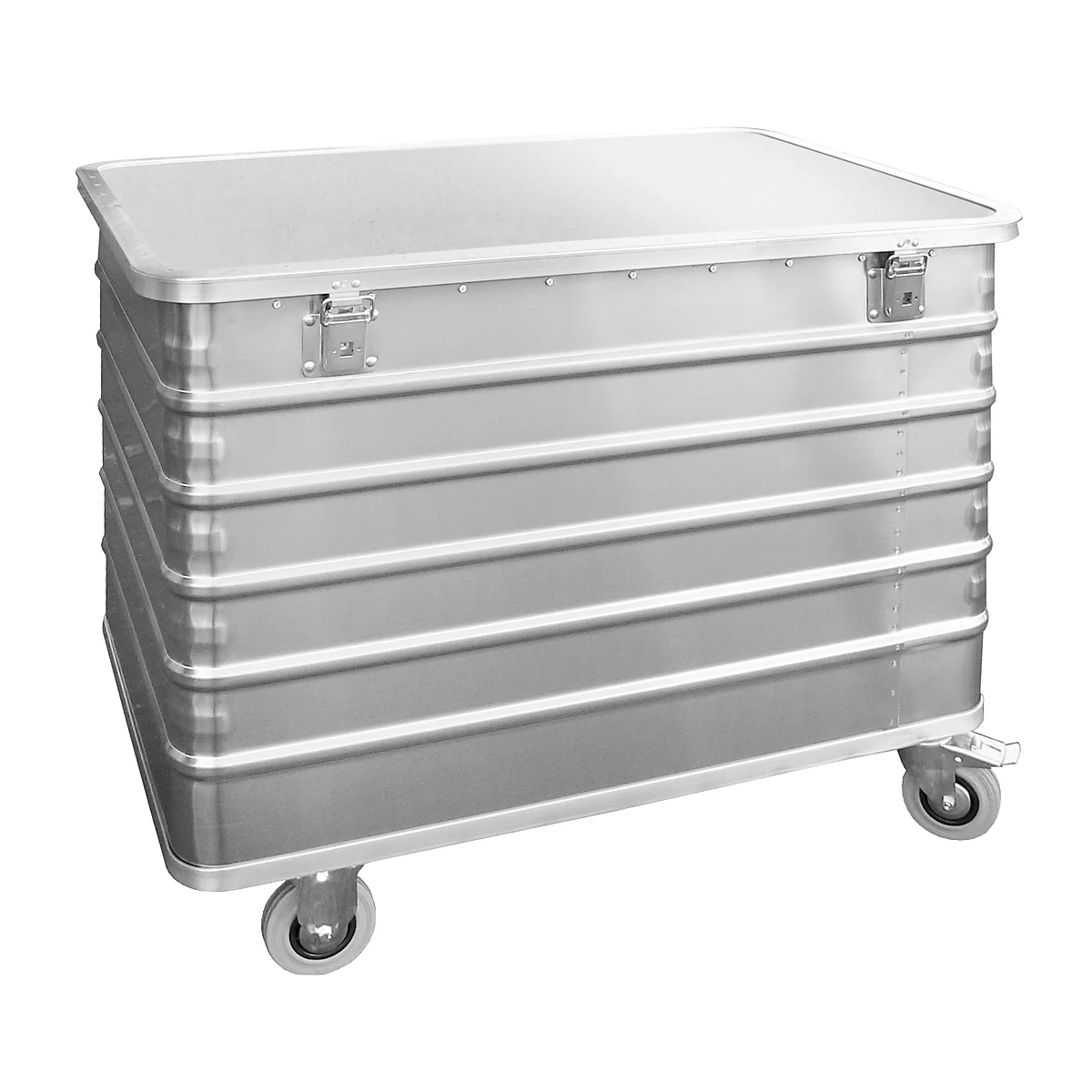 Chariot de transport en aluminium, avec couvercle et serrure à cylindre, 656 L