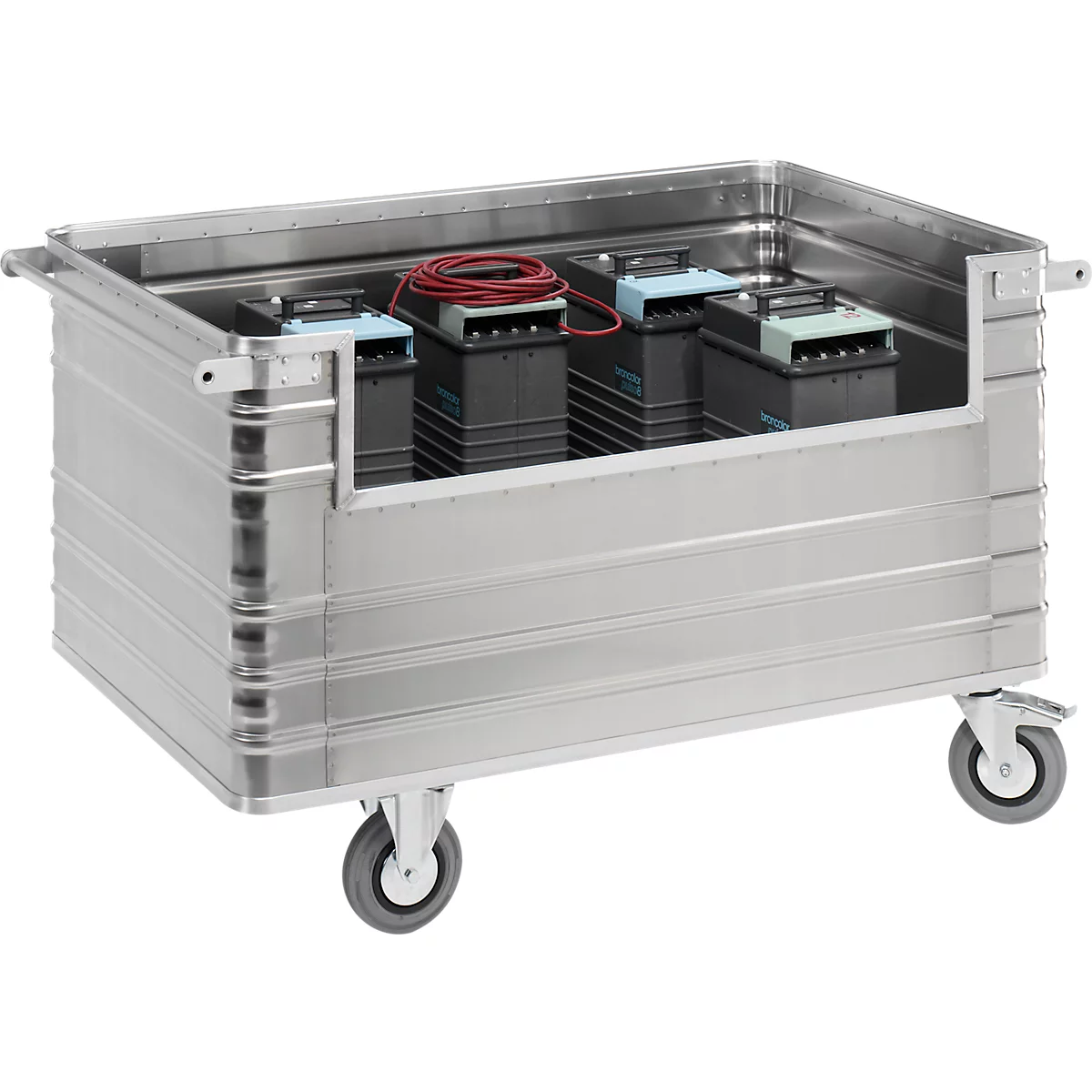 Chariot de transport en aluminium, sans couvercle, 945 L