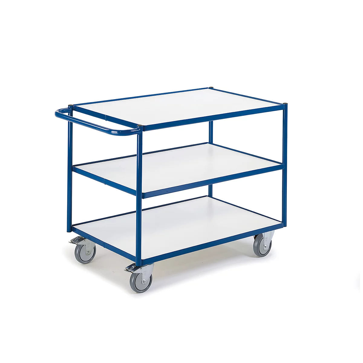 Chariot de transport ESD avec poignée de poussée horizontale, 3 étages, 990 x 590 mm