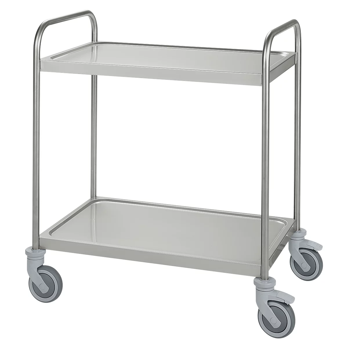 Chariot en inox, l. 675 x P 445 mm, 100 % caoutchouc, monture avec roulettes en plastique