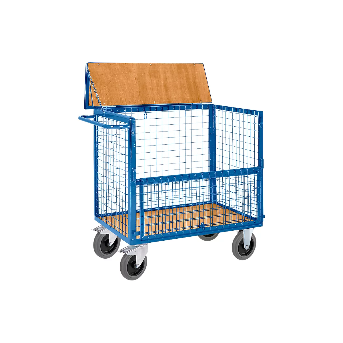 Chariot grillagé, L 975 x 675 mm, avec couvercle