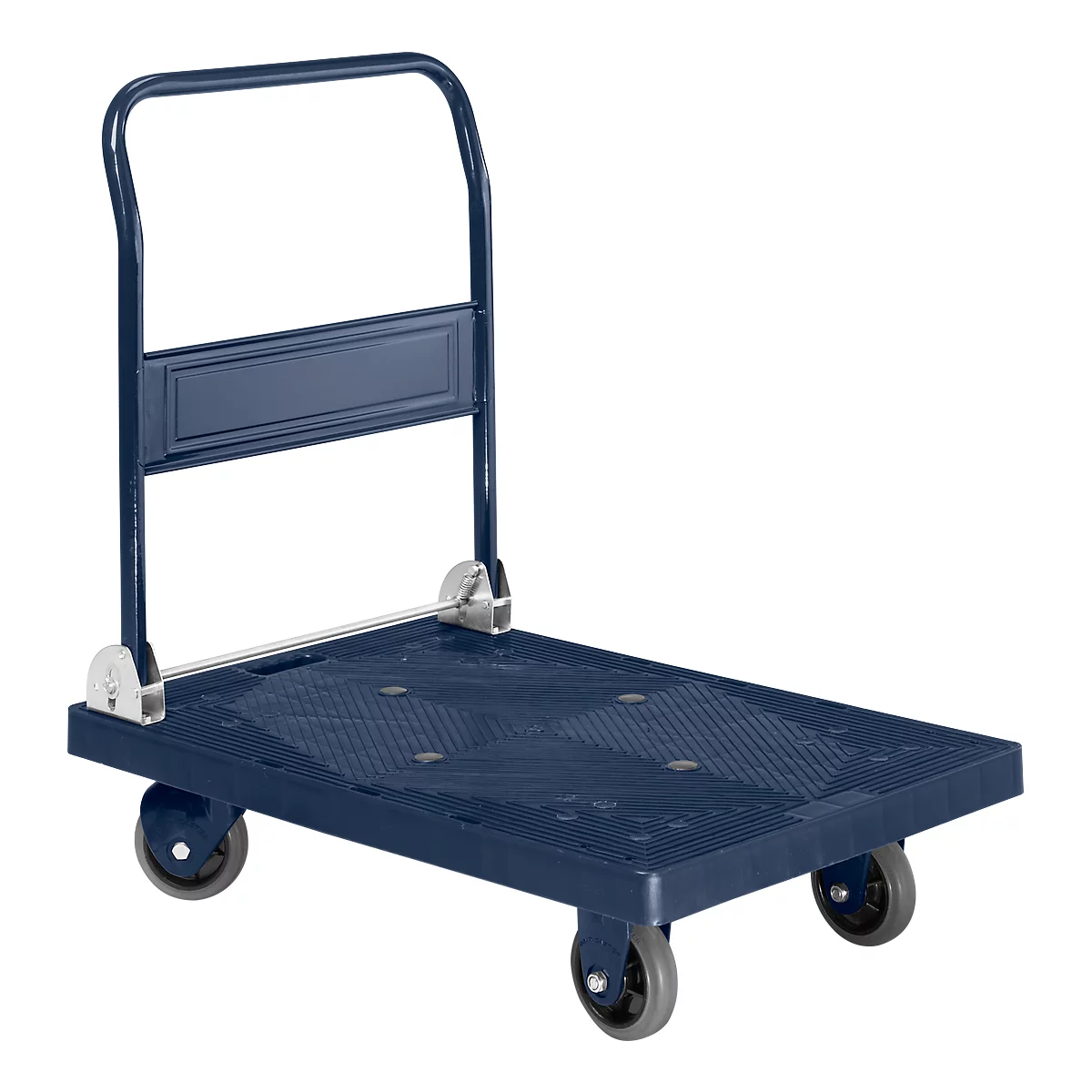 Chariot plate-forme - Chariot plate-forme - poignée rabattable -b L 906 x l. 608 mm - capacité de charge 300 kg - bleu foncé