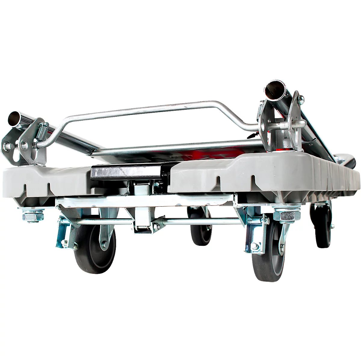Chariot plate-forme RuXXac Dandy, jusqu'à 180 kg, 2 roues pivotantes et 2 fixes, avec caoutchouc Spannfix, avec freins, polypropylène