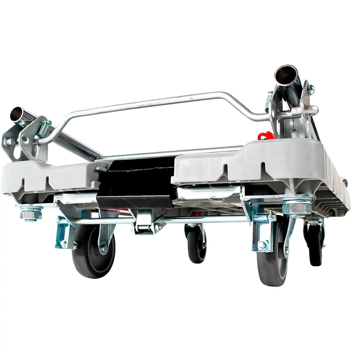 Chariot plate-forme RuXXac Dandy, jusqu'à 180 kg, 2 roues pivotantes et 2 fixes, avec caoutchouc Spannfix, avec freins, polypropylène