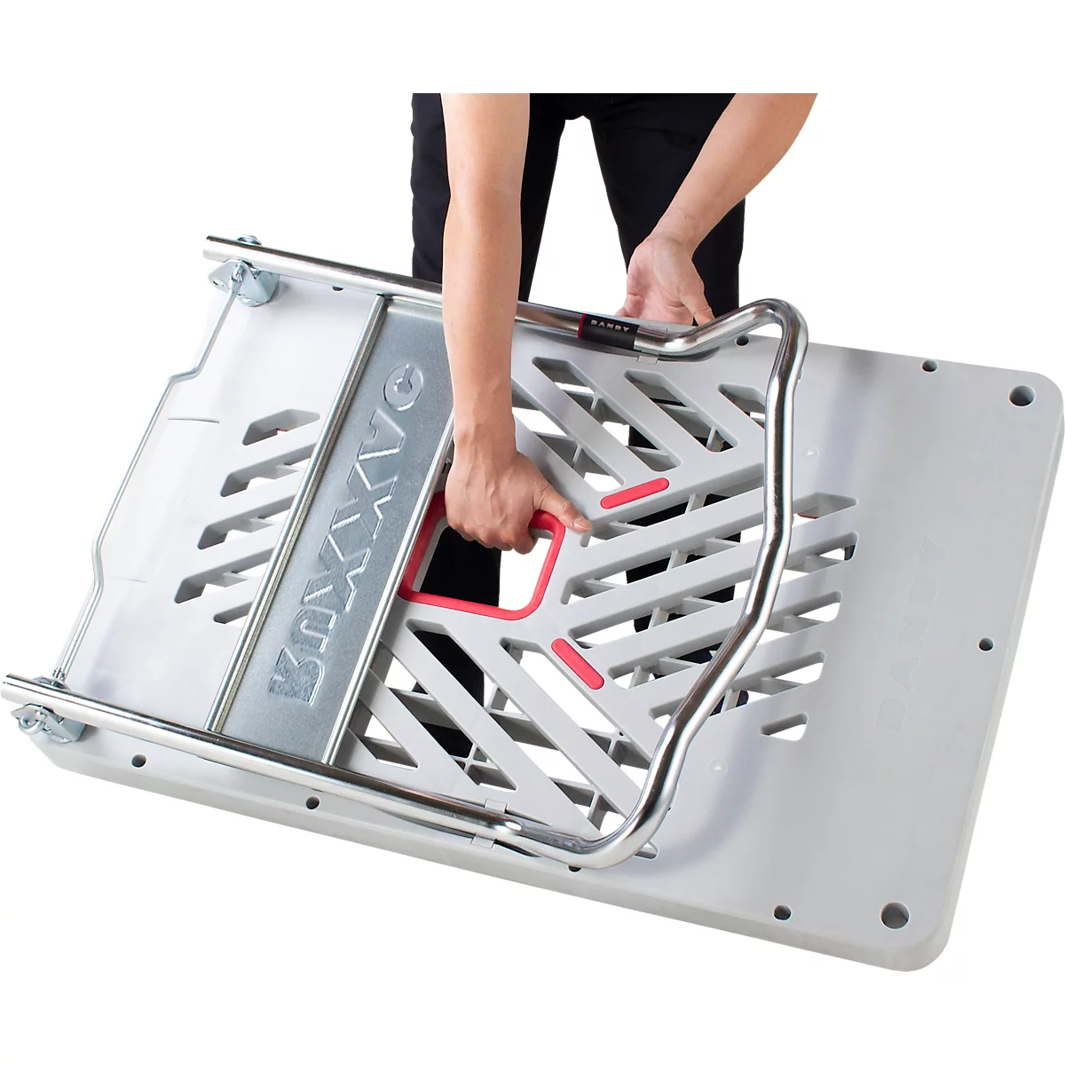 Chariot plate-forme RuXXac Dandy, jusqu'à 180 kg, 2 roues pivotantes et 2 fixes, avec caoutchouc Spannfix, sans freins, polypropylène
