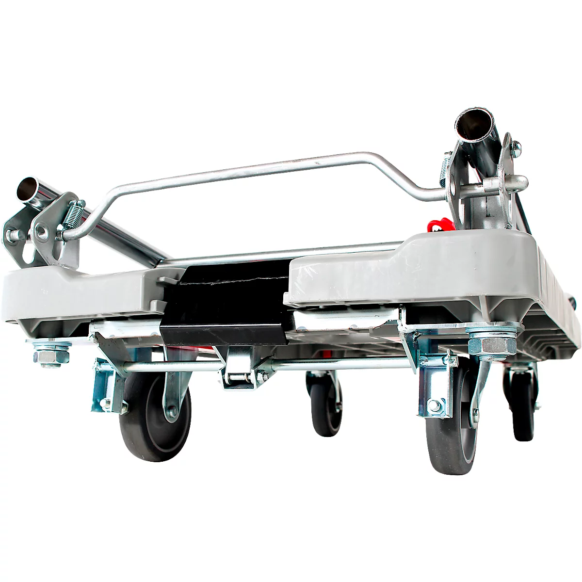Chariot plate-forme RuXXac Dandy XL, jusqu'à 330 kg, 2 roues pivotantes et 2 fixes, avec caoutchouc Spannfix, avec freins, polypropylène