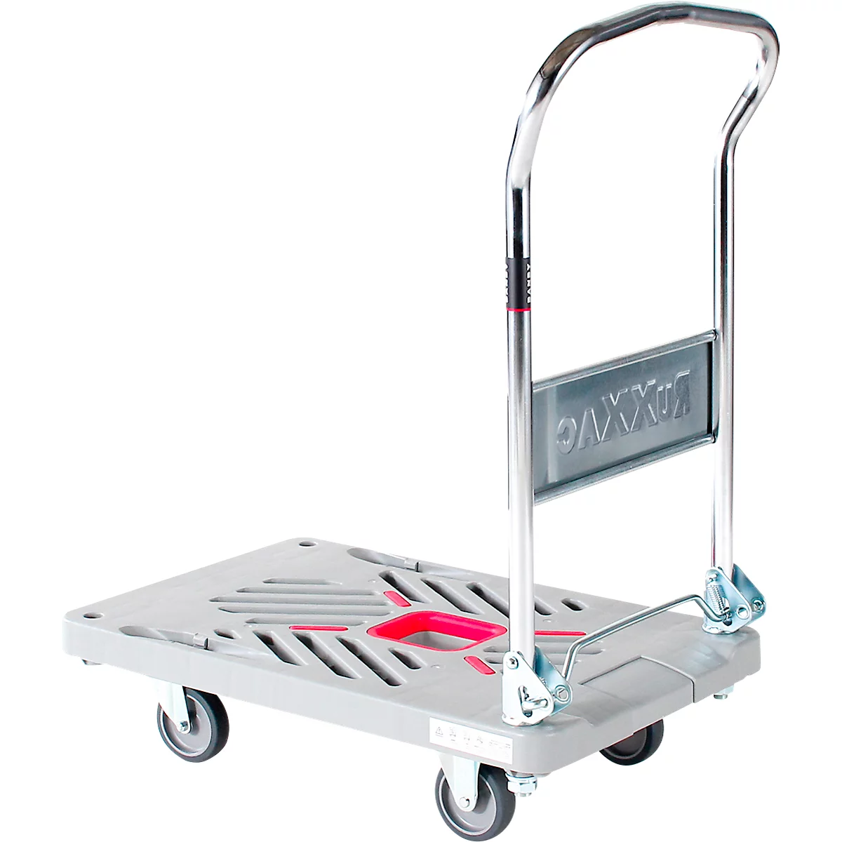 Chariot plate-forme RuXXac Dandy XL, jusqu'à 330 kg, 2 roues pivotantes et 2 fixes, avec caoutchouc Spannfix, sans freins, polypropylène