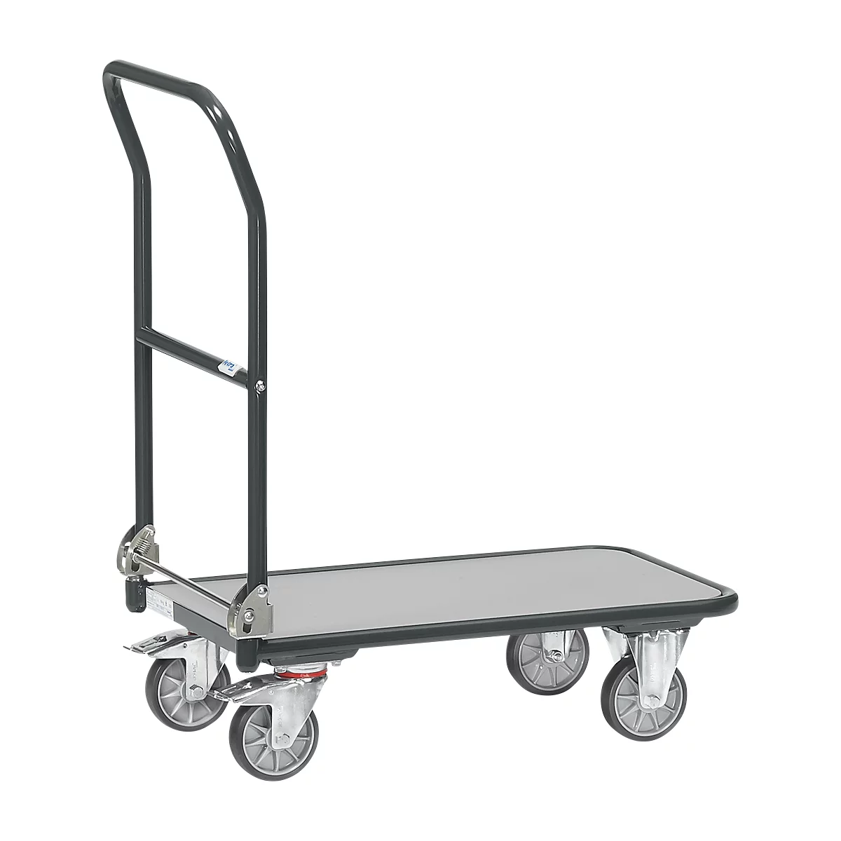 Chariot pliable, acier/bois, jusqu'à 250 kg, 900 x 600 mm, roulettes TPE, gris anthracite