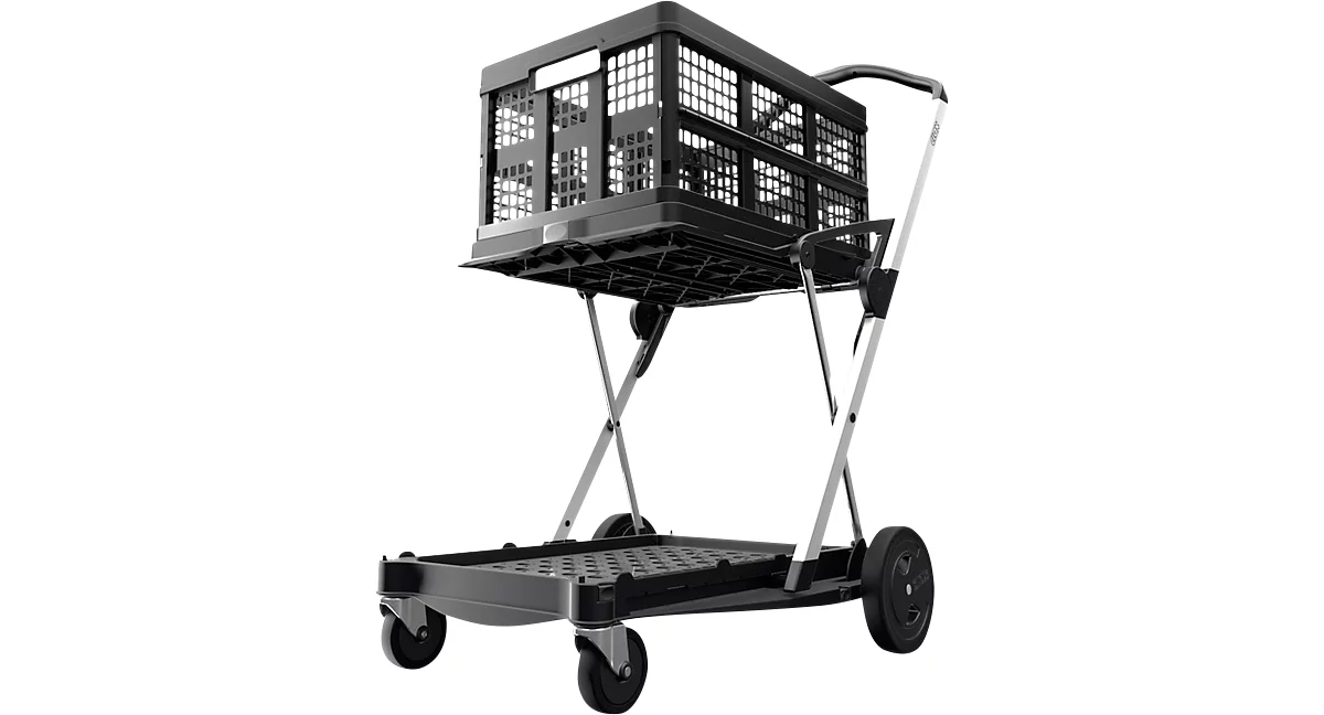 Chariot pliable CLAX® avec bac de transport, 46 L, gris/noir
