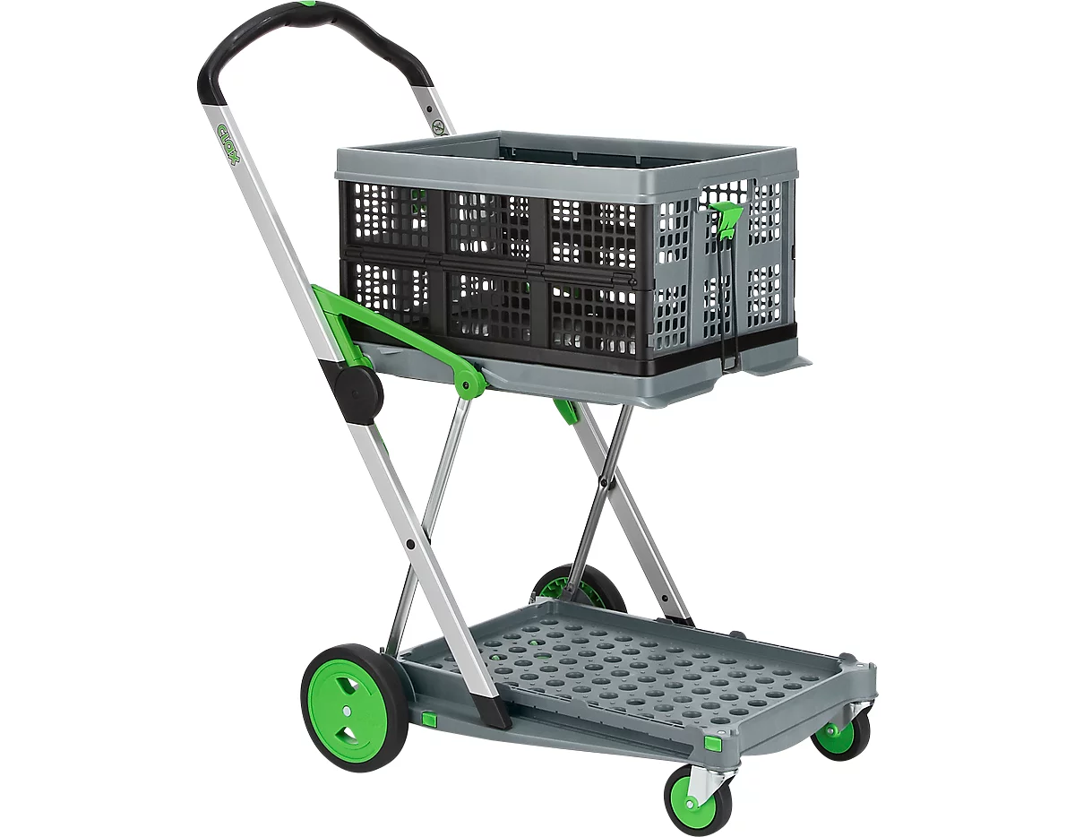 Chariot pliable CLAX® avec bac de transport, 46 L, gris/vert