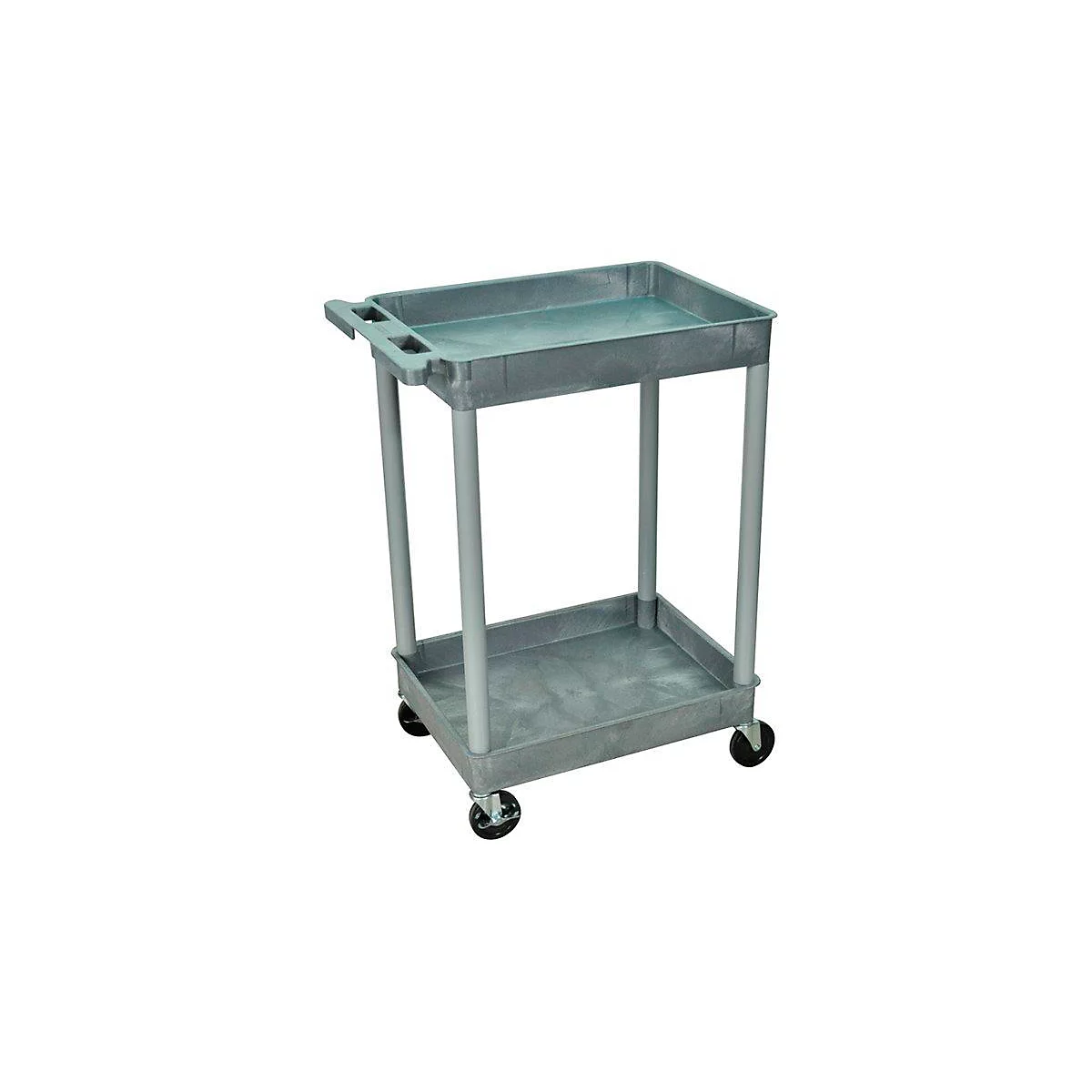 Chariot polyvalent en plastique, 2 étages à bassine, gris