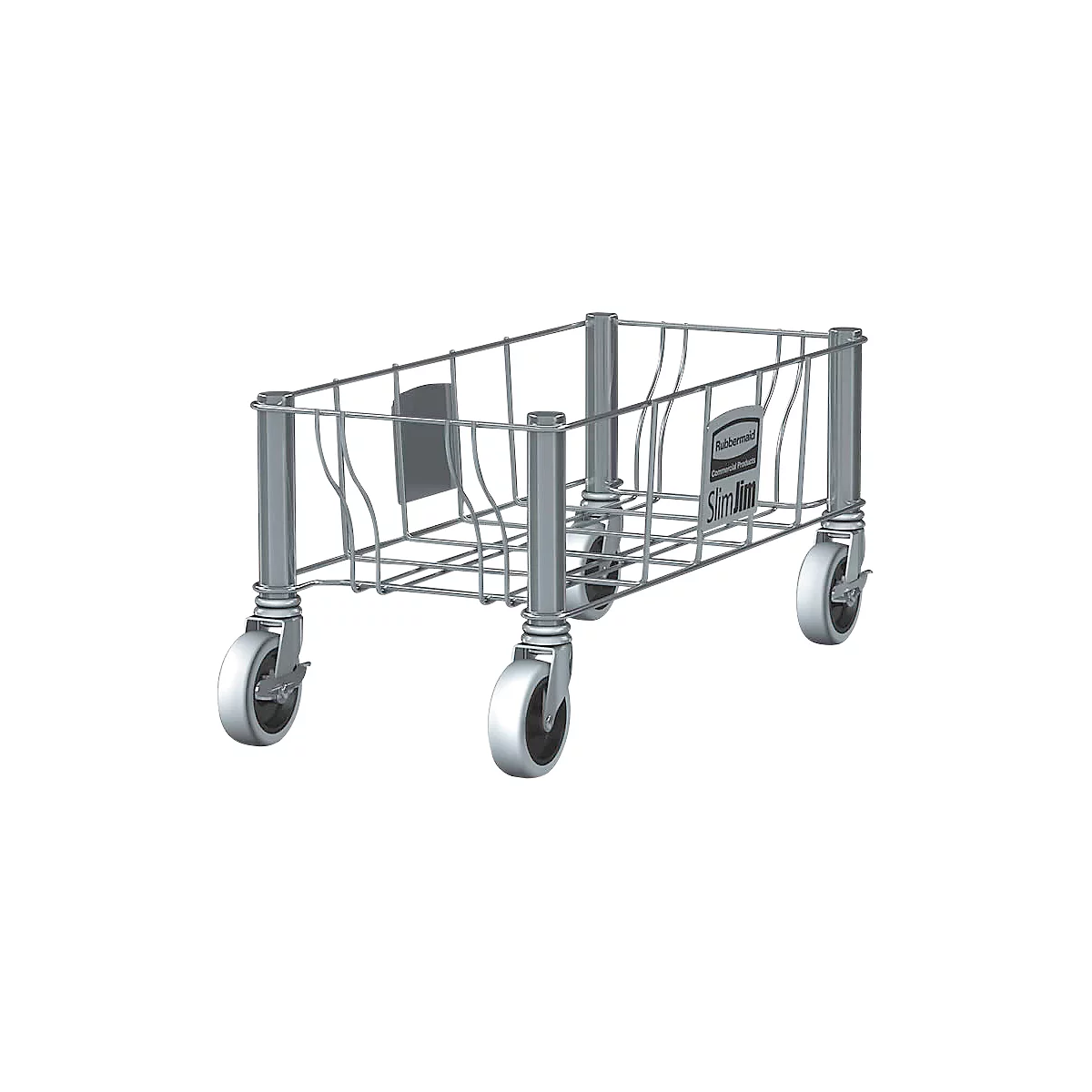 Châssis à roulettes pour bac pour tri sélectif Slim Jim®, en acier inoxable, simple