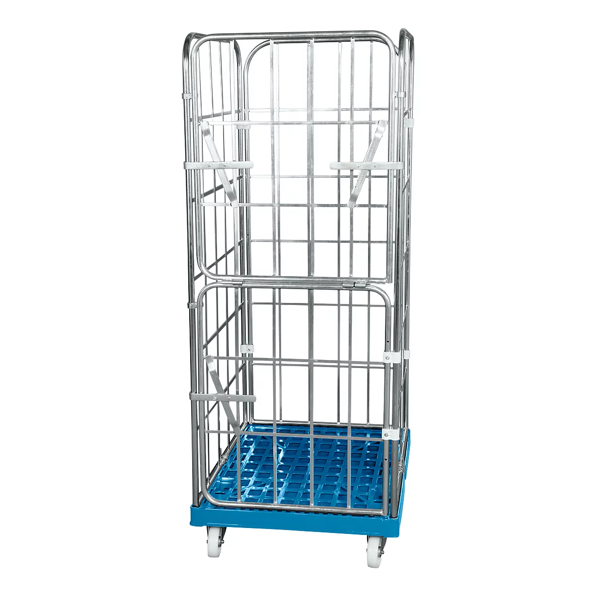 Châssis mobile en plastique, 2 grilles latérales, 1 panneau arrière, 2 demi-panneaux, bleu clair RAL5012