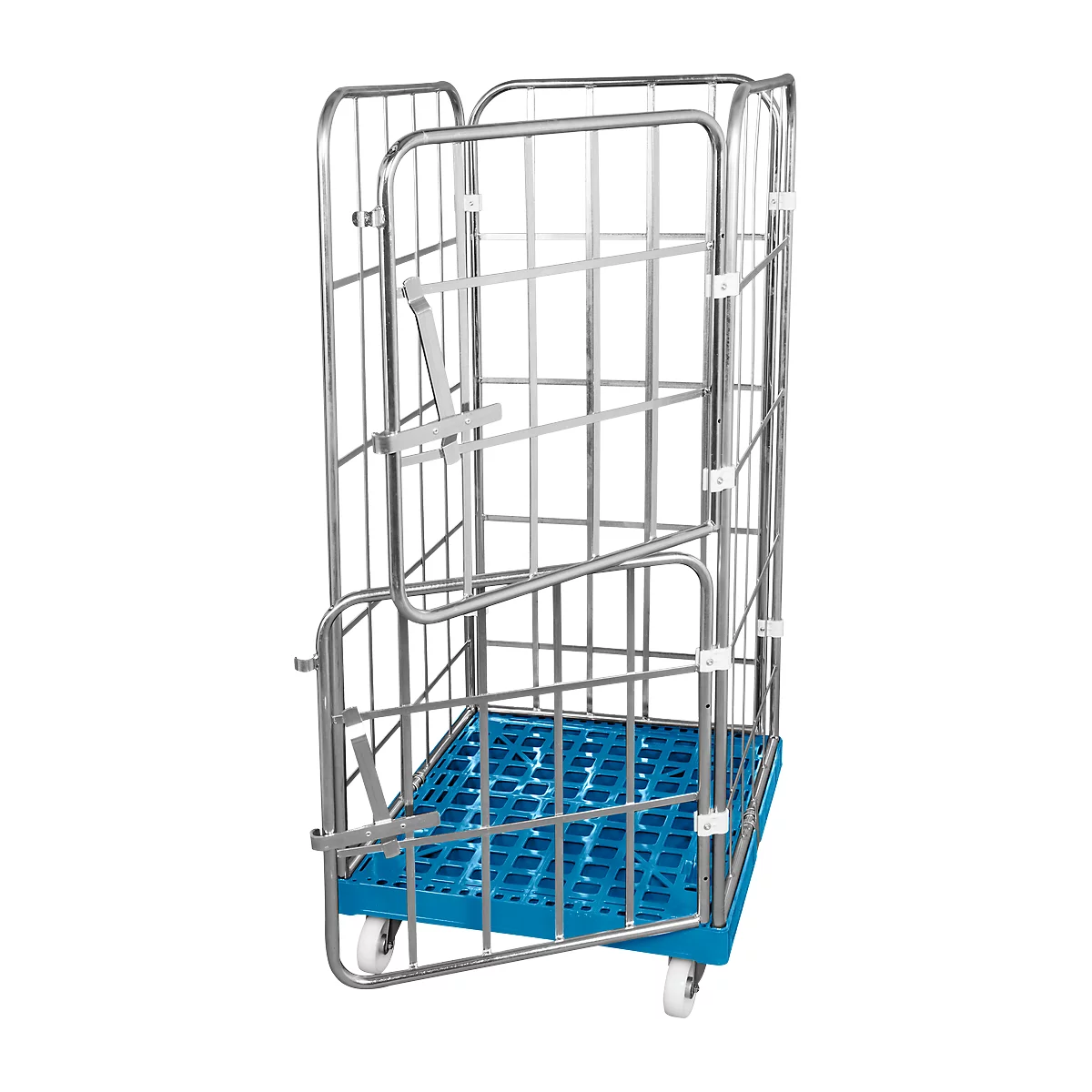 Châssis mobile en plastique, 2 grilles latérales, 1 panneau arrière, 2 demi-panneaux, bleu clair RAL5012