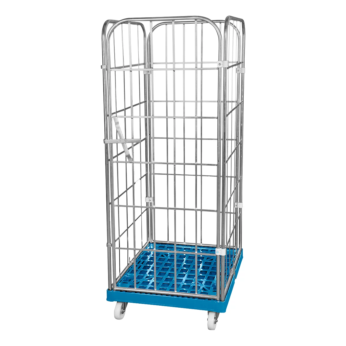 Châssis mobile en plastique avec 2 grilles latérales, 1 panneau arrière, 1 panneau avant, bleu clair RAL 5012