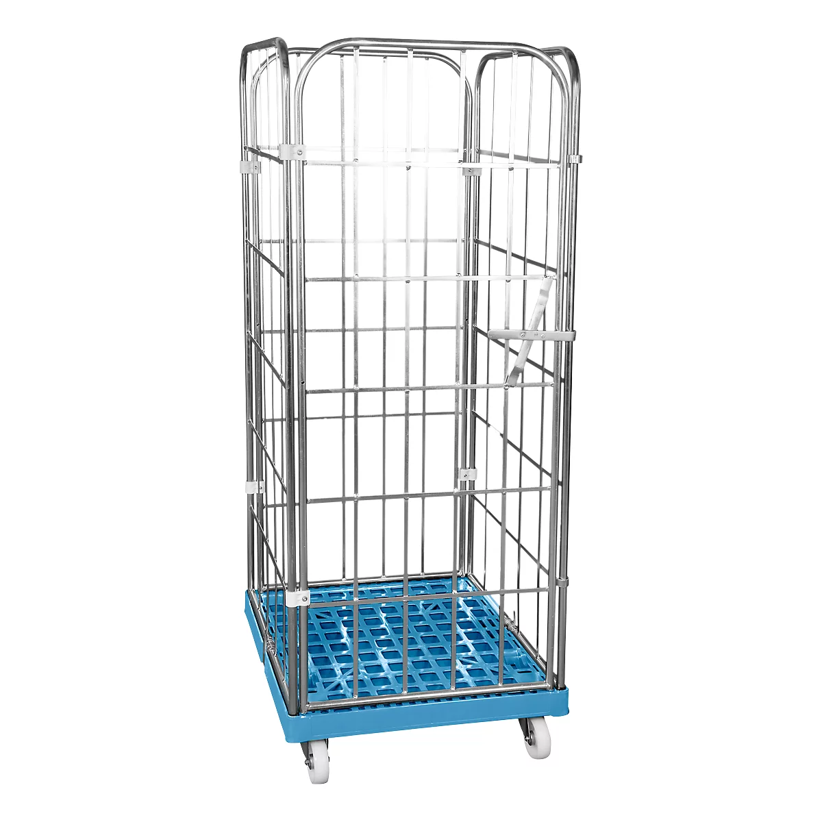 Châssis mobile en plastique avec 2 grilles latérales, 1 panneau arrière, 1 panneau avant, bleu clair RAL 5012