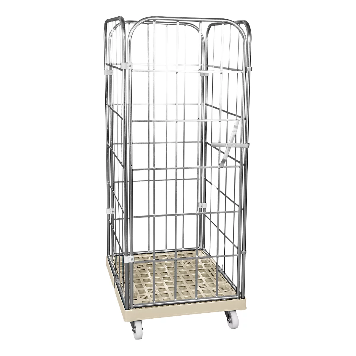 Châssis mobile en plastique avec 2 grilles latérales, 1 panneau arrière, 1 panneau avant, gris RAL 7032
