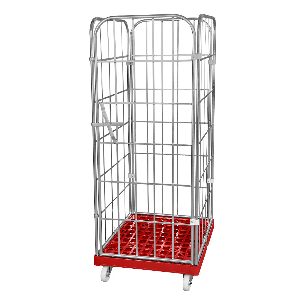 Châssis mobile en plastique avec 2 grilles latérales, 1 panneau arrière, 1 panneau avant, rouge feu RAL 3000