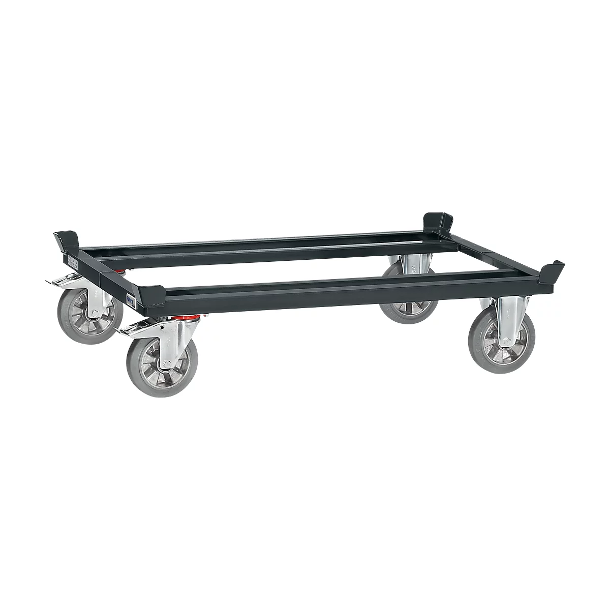 Châssis mobile pour palettes, acier, jusqu’à 1050 kg, gris anthracite, pneus en polyamide, avec bloqueur