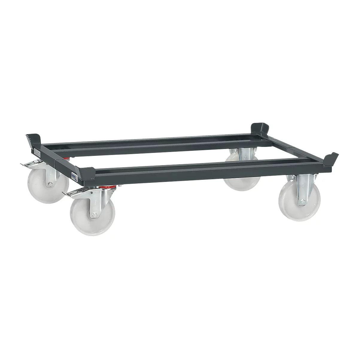Châssis mobile pour palettes, acier, jusqu’à 1200 kg, gris anthracite, roulettes caoutchouc, avec bloqueur