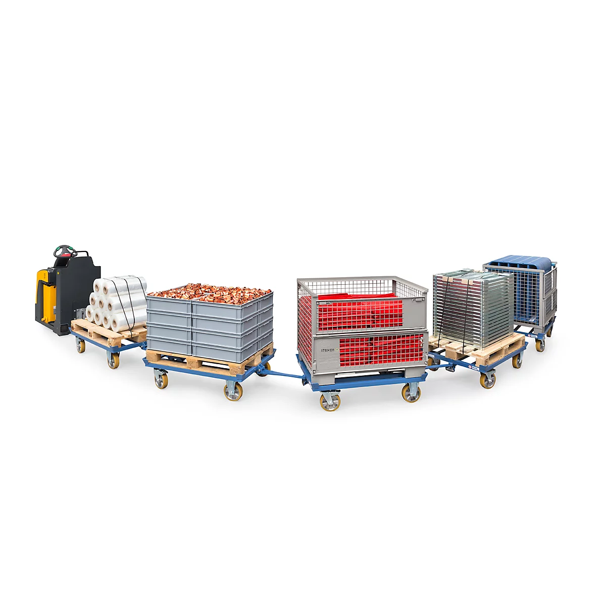 Châssis mobile pour palettes, avec roulettes, Châssis mobile pour caisse-palettes métalliques et palettes bois et grillagées