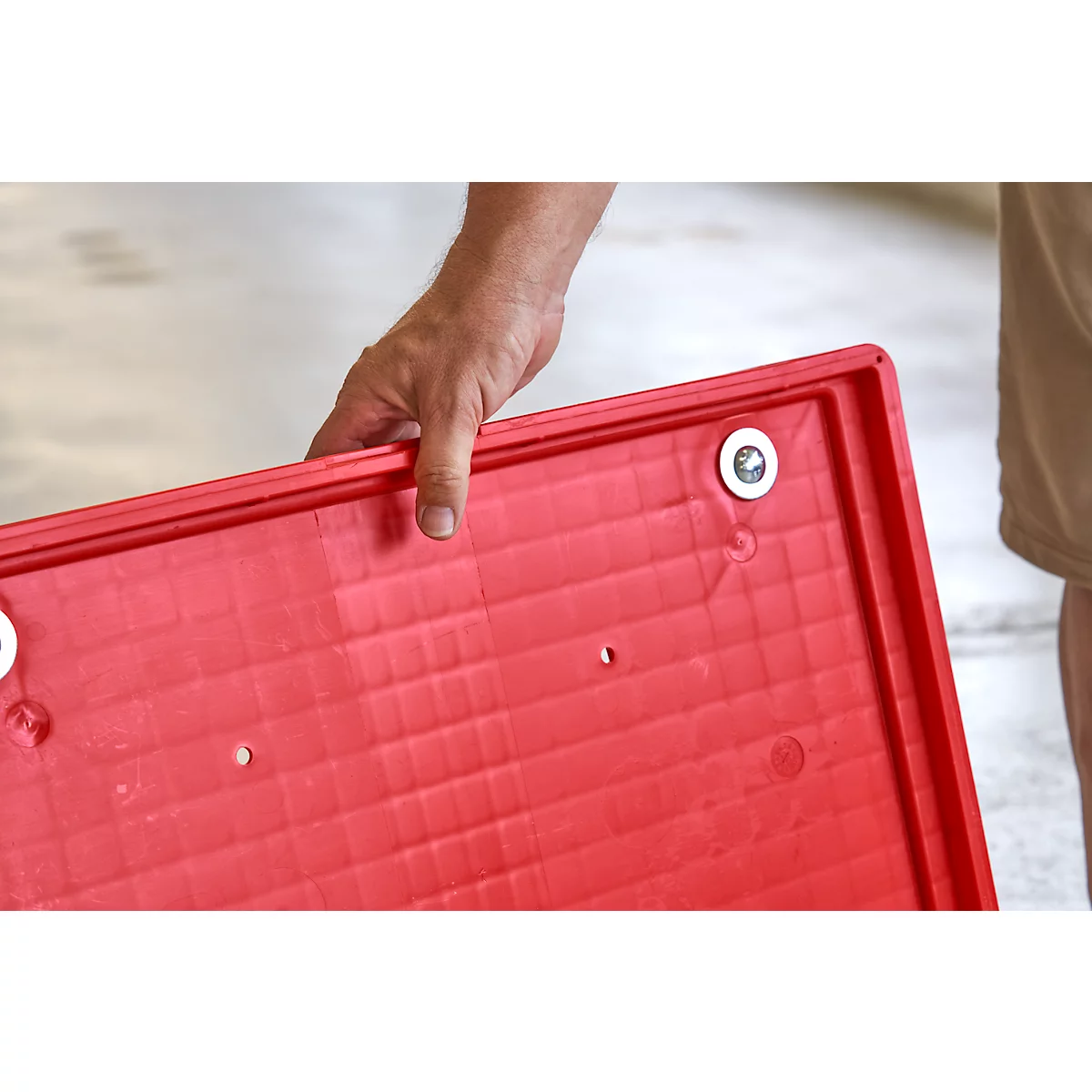 Châssis mobile, roulettes caoutchouc, rouge, 600 x 400 x 125 mm