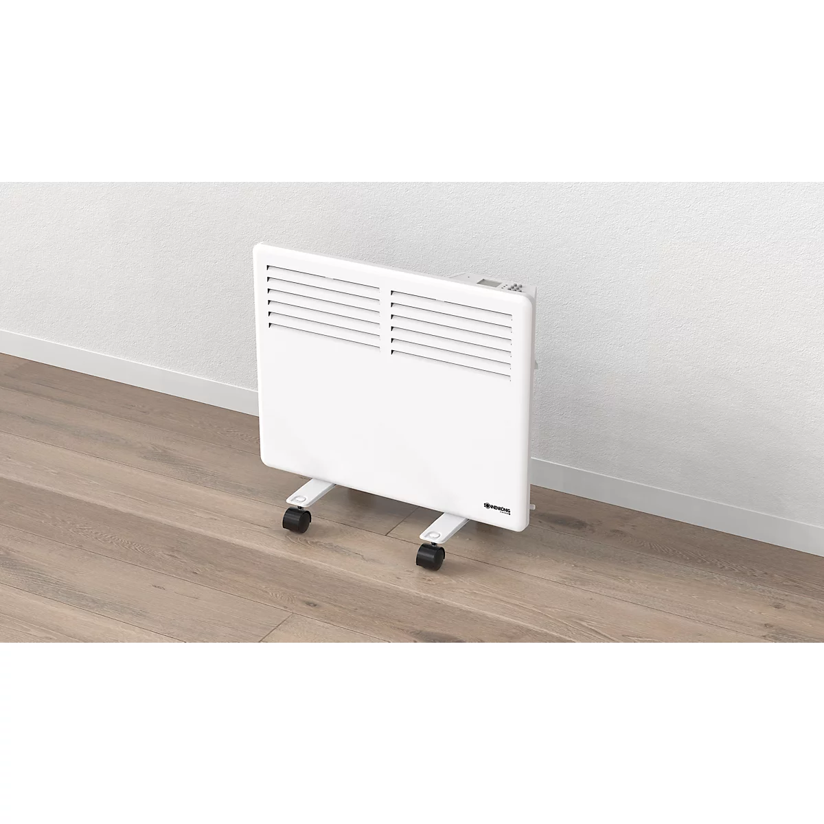 Chauffage convecteur SLIM E 1000, mobile ou montage mural, 1000 W, 3 niveaux de chauffage, thermostat, minuterie 24 h/semaine, IP24, L 500 x P 85 x H 400 mm, blanc