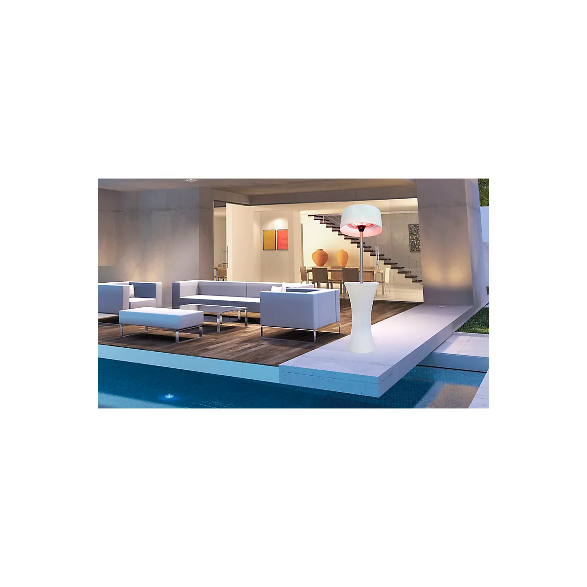 Chauffage extérieur WÄRMEPILZ LOUNGE, 2100 W, 3 niveaux de chauffage, hydrofuge, avec éclairage LED