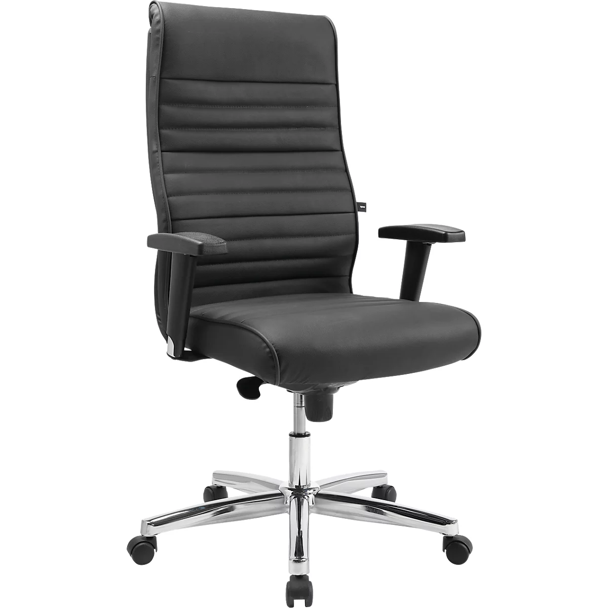 Chefsessel Topstar PRIME TIME 100, stufenlos sitzhöhenverstellbar, mit Armlehnen, Synchronmechanik, Leder, schwarz