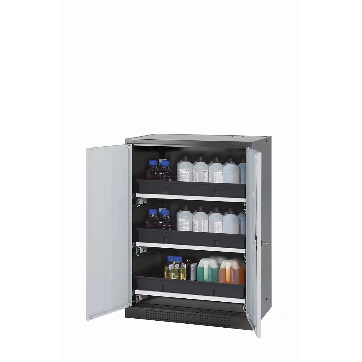 Chemikalienschrank asecos CS-CLASSIC, Flügeltüren, Front Lichtgrau, B 810 x T 520 x H 1105 mm