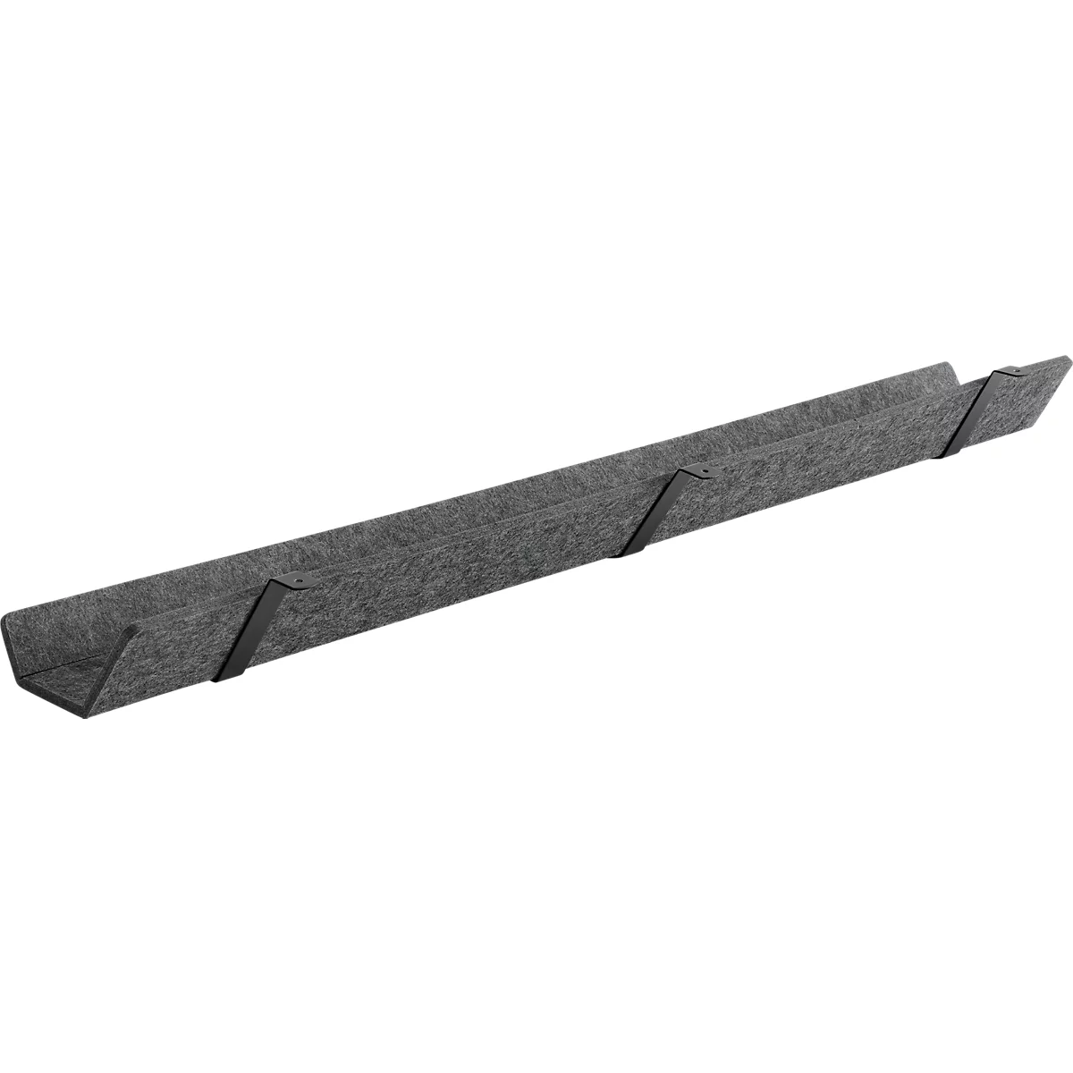 Chemin de câbles, pour montage sous les bureaux, L 1150 x P 150 x H 98 mm, feutre recyclable, gris foncé/noir