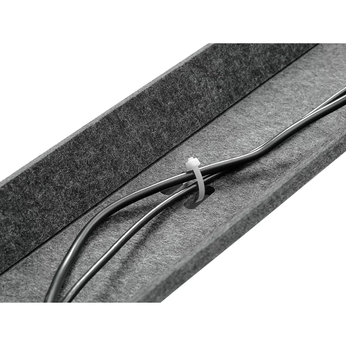 Chemin de câbles, pour montage sous les bureaux, L 1150 x P 150 x H 98 mm, feutre recyclable, gris foncé/noir