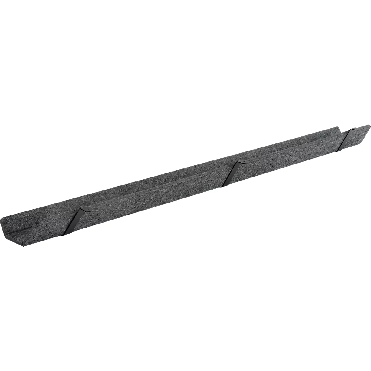 Chemin de câbles, pour montage sous les bureaux, L 1470 x P 150 x H 98 mm, feutre recyclable, gris foncé/noir