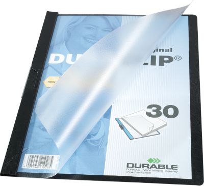 Chemise à Clips Durable Duraclip - Capacité 1 à 60 Feuilles A4, Rabat Transparent, Bleu Clair - Pour Présentation Documents