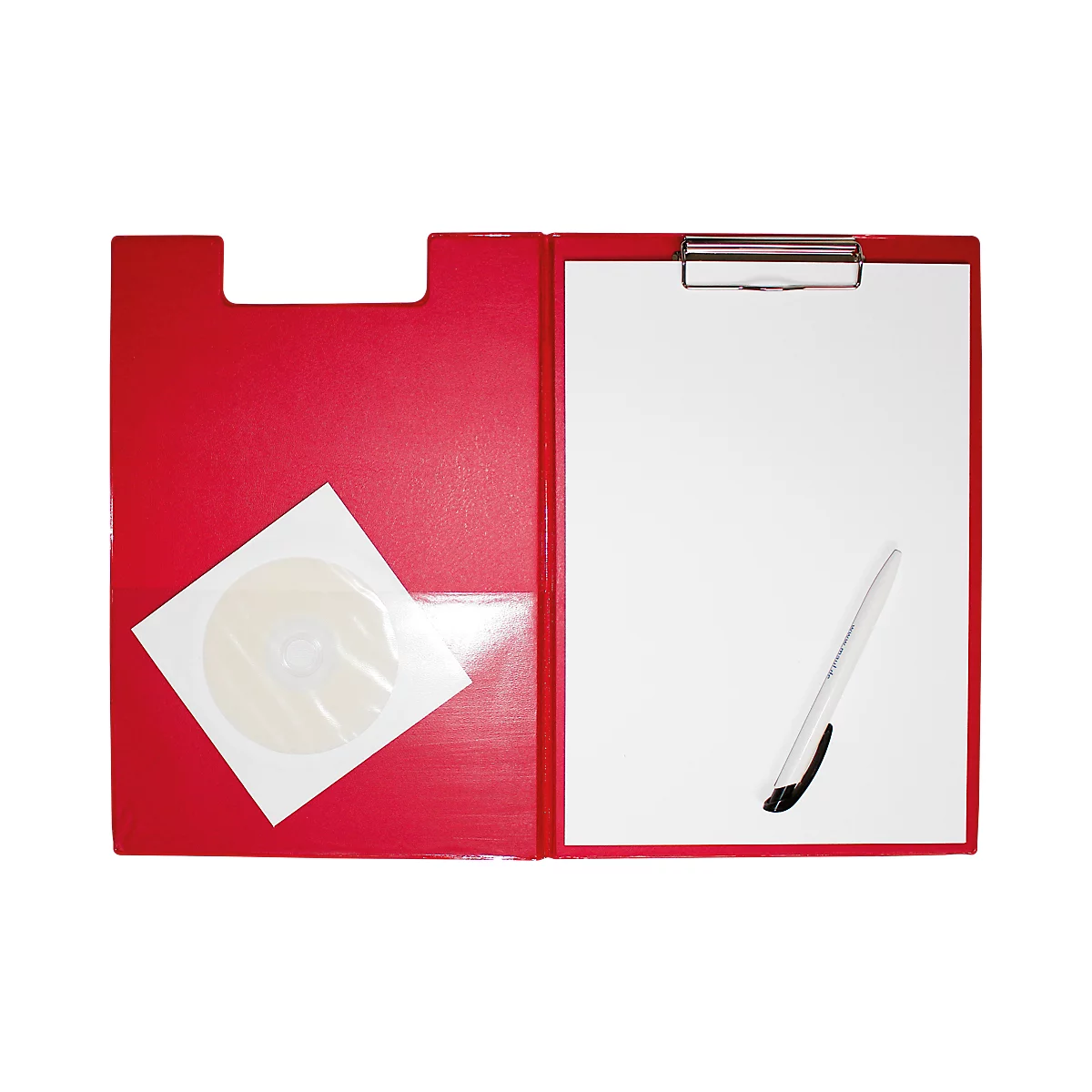 Chemise à pince MAUL, DIN A4, avec pince métallique, porte-stylo, 319 x 229 x 13 mm, carton recouvert d'une feuille, rouge