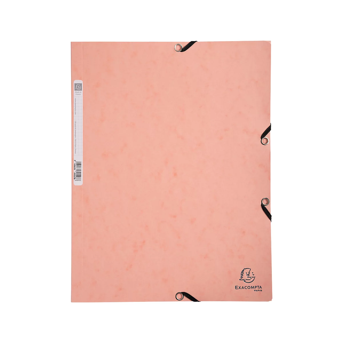 Chemise à rabats Exacompta Aquarel, format A4, L 240 x H 320 mm, 3 rabats, étiquette au dos, fermeture élastique, carton FSC®, rouge corail