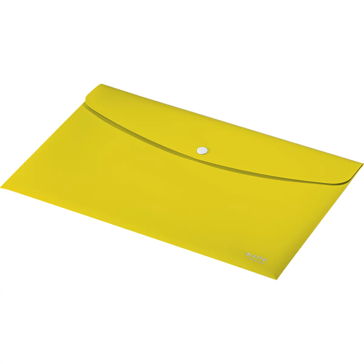 Chemise à rabats Leitz® Recycle, format A4, fermeture à bouton-pression, opaque, 100 % recyclable, Ange Bleu, plastique recyclé, jaune