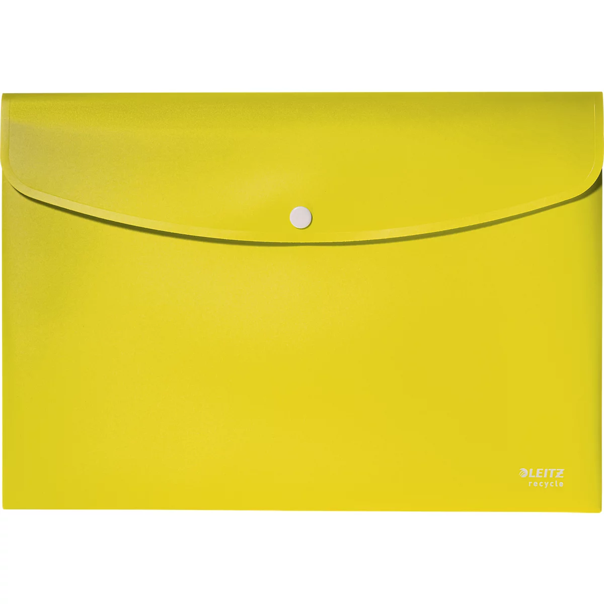 Chemise à rabats Leitz® Recycle, format A4, fermeture à bouton-pression, opaque, 100 % recyclable, Ange Bleu, plastique recyclé, jaune