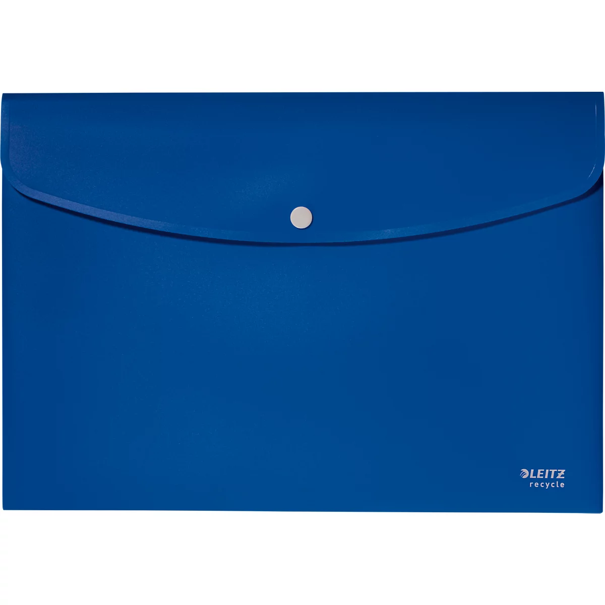 Chemise à rabats Leitz® Recycle, format A4, fermeture par boutons pression, opaque, 100 % recyclable, Ange Bleu, plastique recyclé, bleu