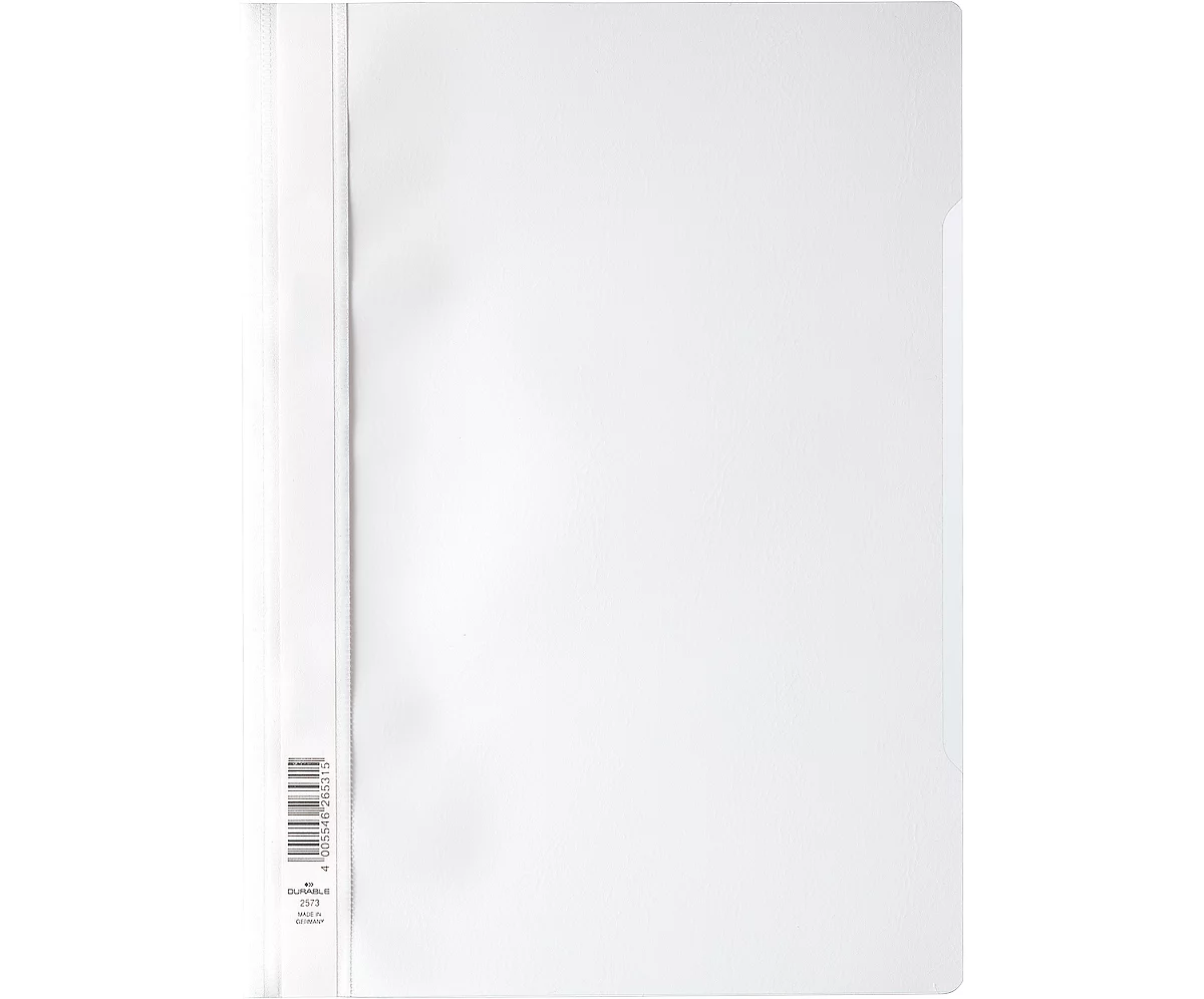 Chemise transparente avec barre de maintien DURABLE, format A4, polypropylène, 50 p., blanc