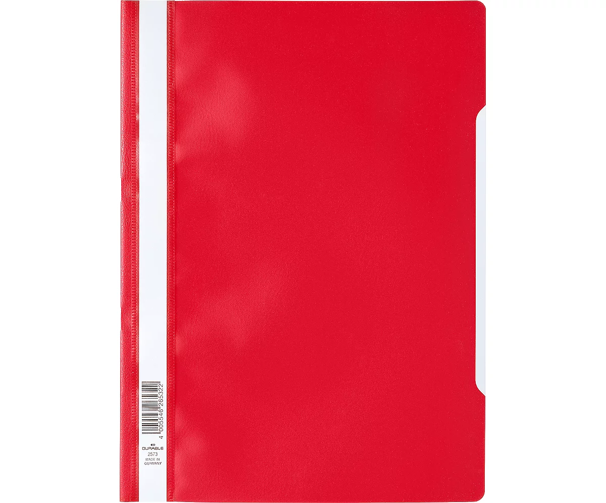 Chemise transparente avec barre de maintien DURABLE, format A4, polypropylène, 50 p., rouge