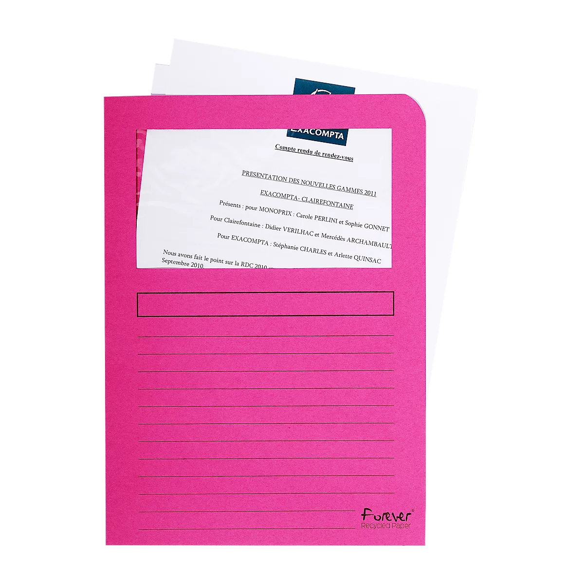 Chemises à fenêtre FOREVER Exacompta, en papier 120 g/m², rose, paquet de 100