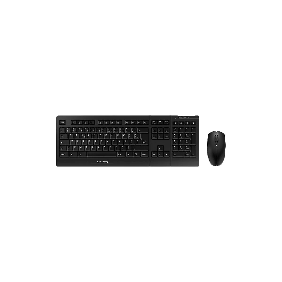 Ensemble clavier et souris noirs, vue de dessus, isolé.