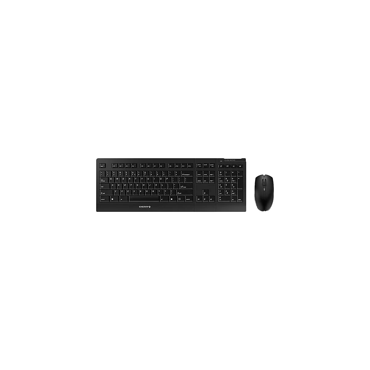 Schwarze Computertastatur und Maus auf weiÃŸem Hintergrund.