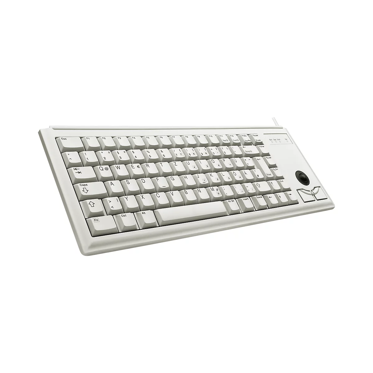 Cherry Compact-Keyboard G84-4400, QWERTZ, mit Trackball, 2 Maustasten, Kabellänge 1,75 m, hellgrau