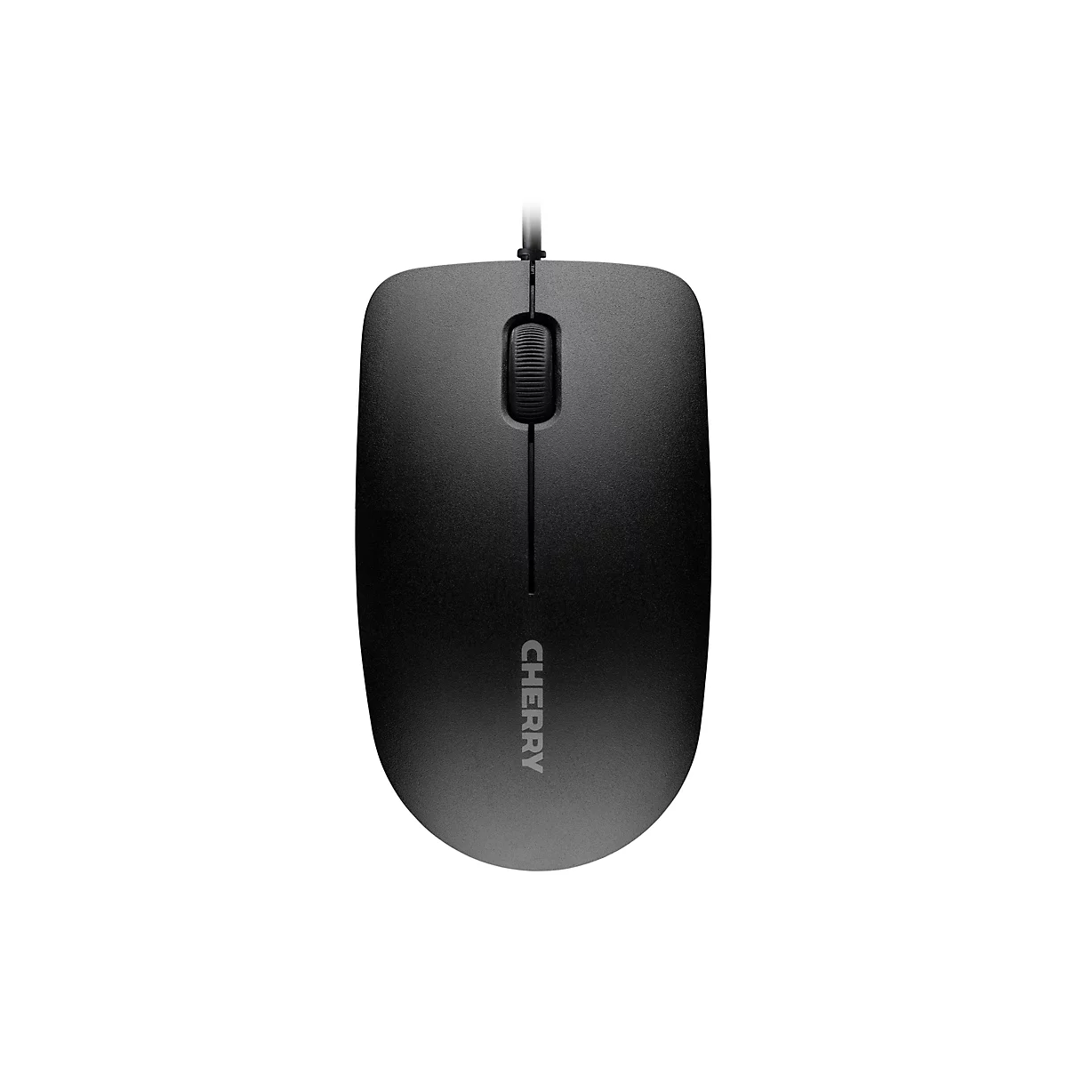 Drahtlose Computermaus in Schwarz, Cherry-Logo, isoliert vor weißem Hintergrund.