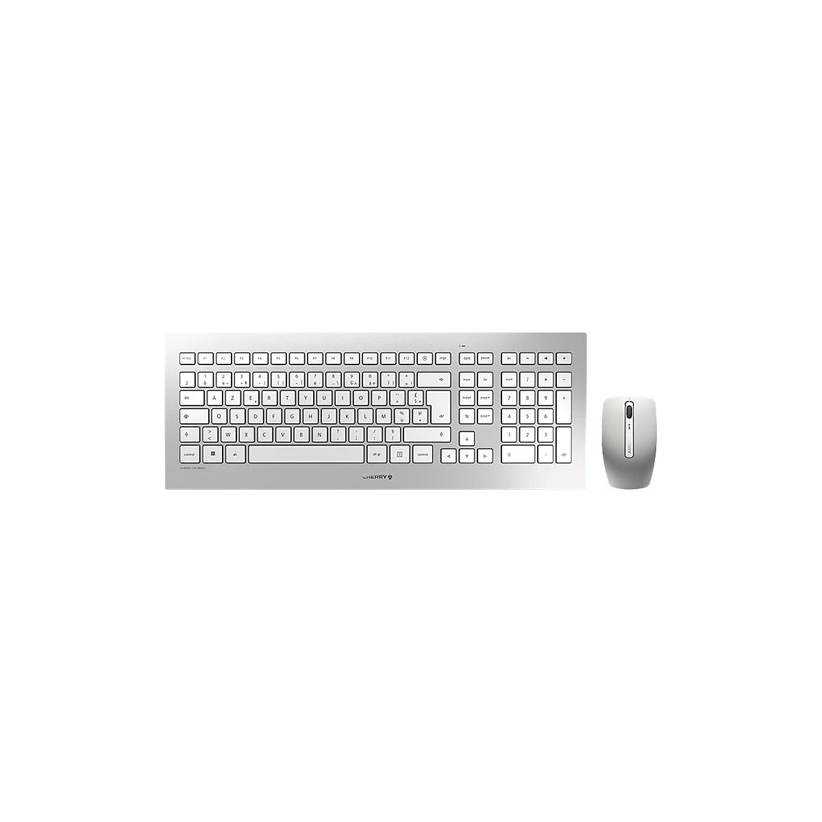 CHERRY DW 8000 - Tastatur-und-Maus-Set - kabellos - RF, 2.4 GHz - Französisch - weiß, Silber