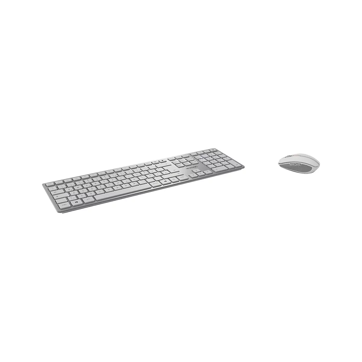 CHERRY DW 9100 SLIM - Tastatur-und-Maus-Set - kabellos - 2.4 GHz, Bluetooth 4.0 - US mit Euro-Symbol - weiß, Silber