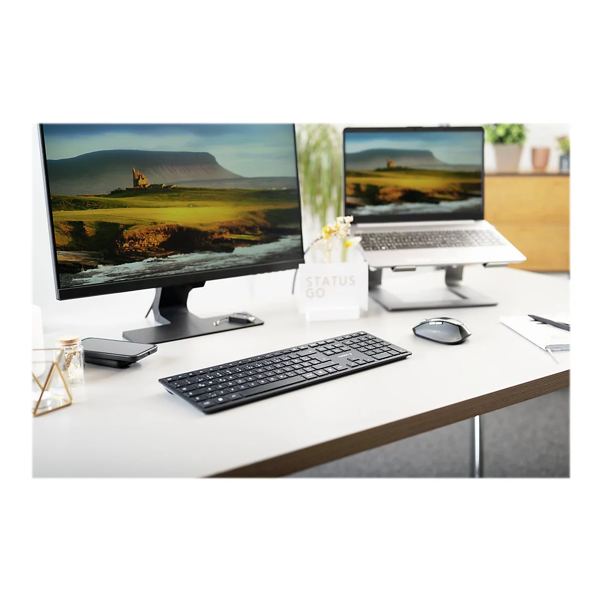 CHERRY DW 9500 SLIM - Tastatur-und-Maus-Set - kabellos - 2.4 GHz, Bluetooth 4.0 - AZERTY - Französisch