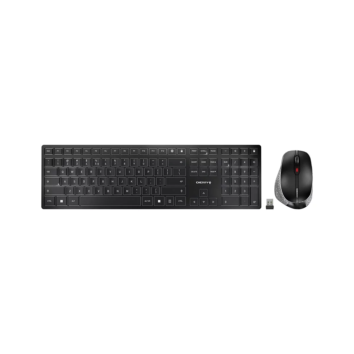CHERRY DW 9500 SLIM - Tastatur-und-Maus-Set - kabellos - 2.4 GHz, Bluetooth 4.0 - US mit Euro-Symbol - Tastenschalter: CHERRY SX